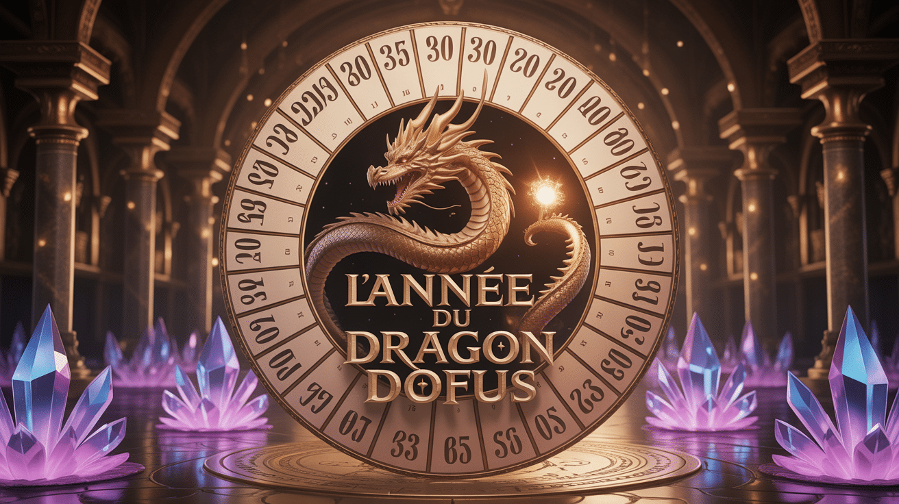 Dragon doré et calendrier mystérieux de l'année du dragon Dofus