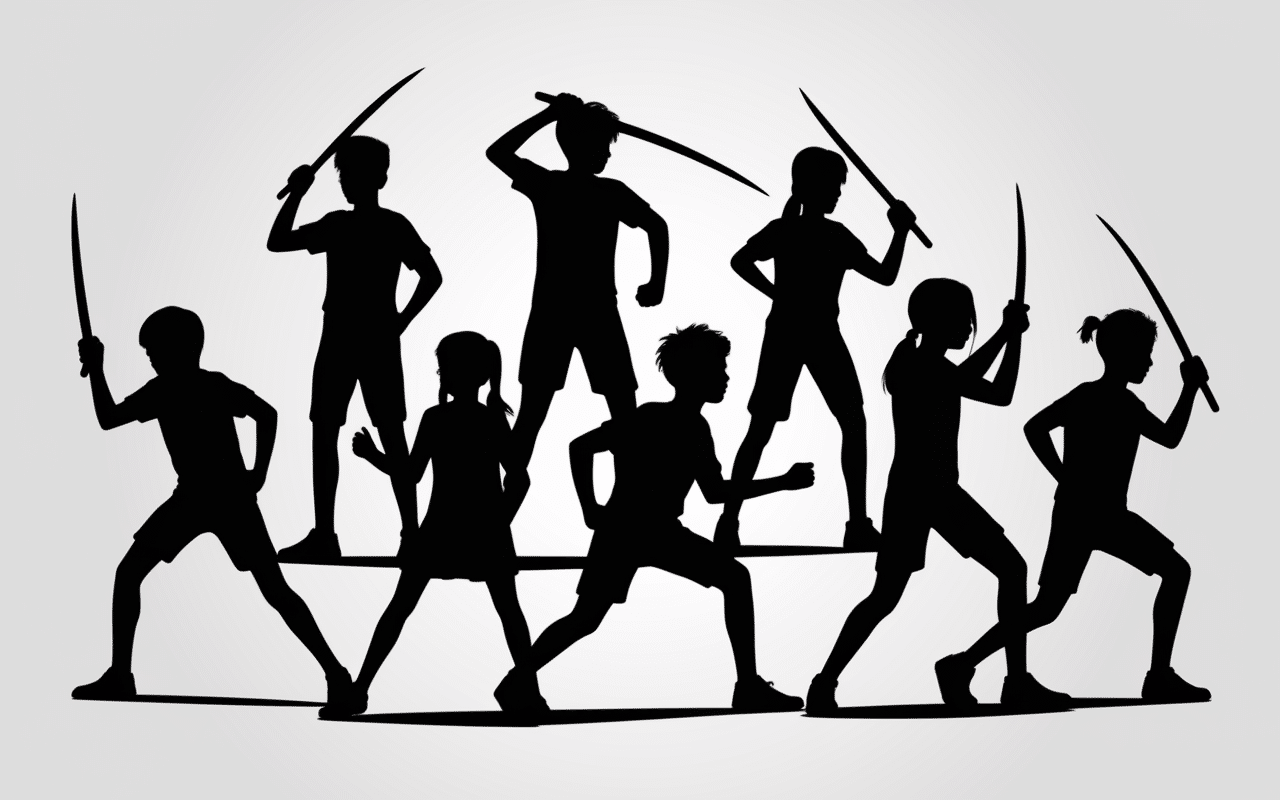 boss in school fr personnages silhouettes combat