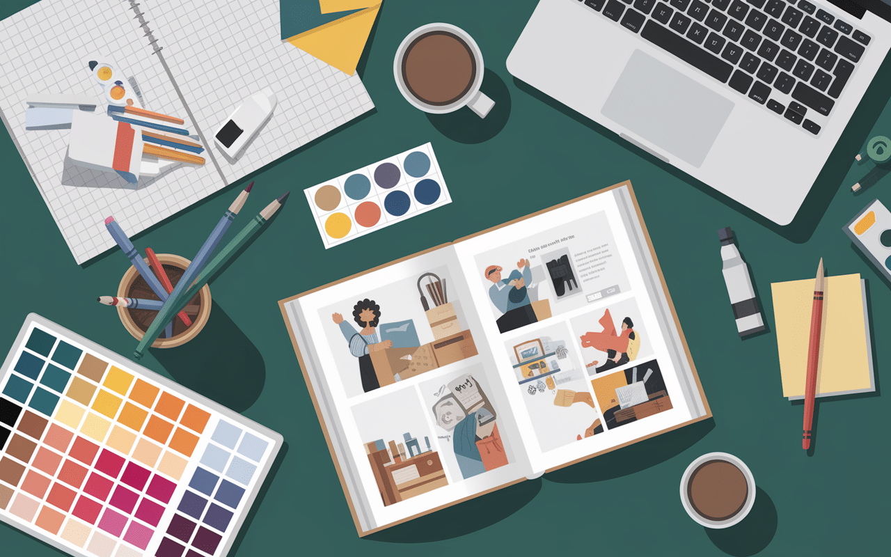 Bureau d'artiste pour créer un artworks book