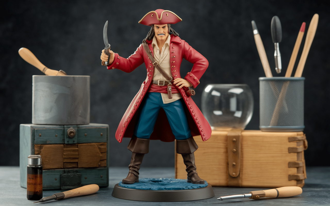Figurine anime pirate en tenue rouge