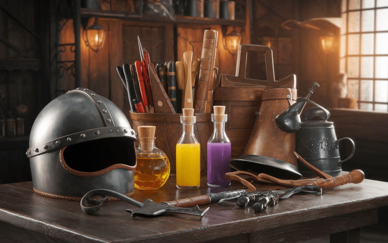 Équipements aventurier dans taverne pour quête