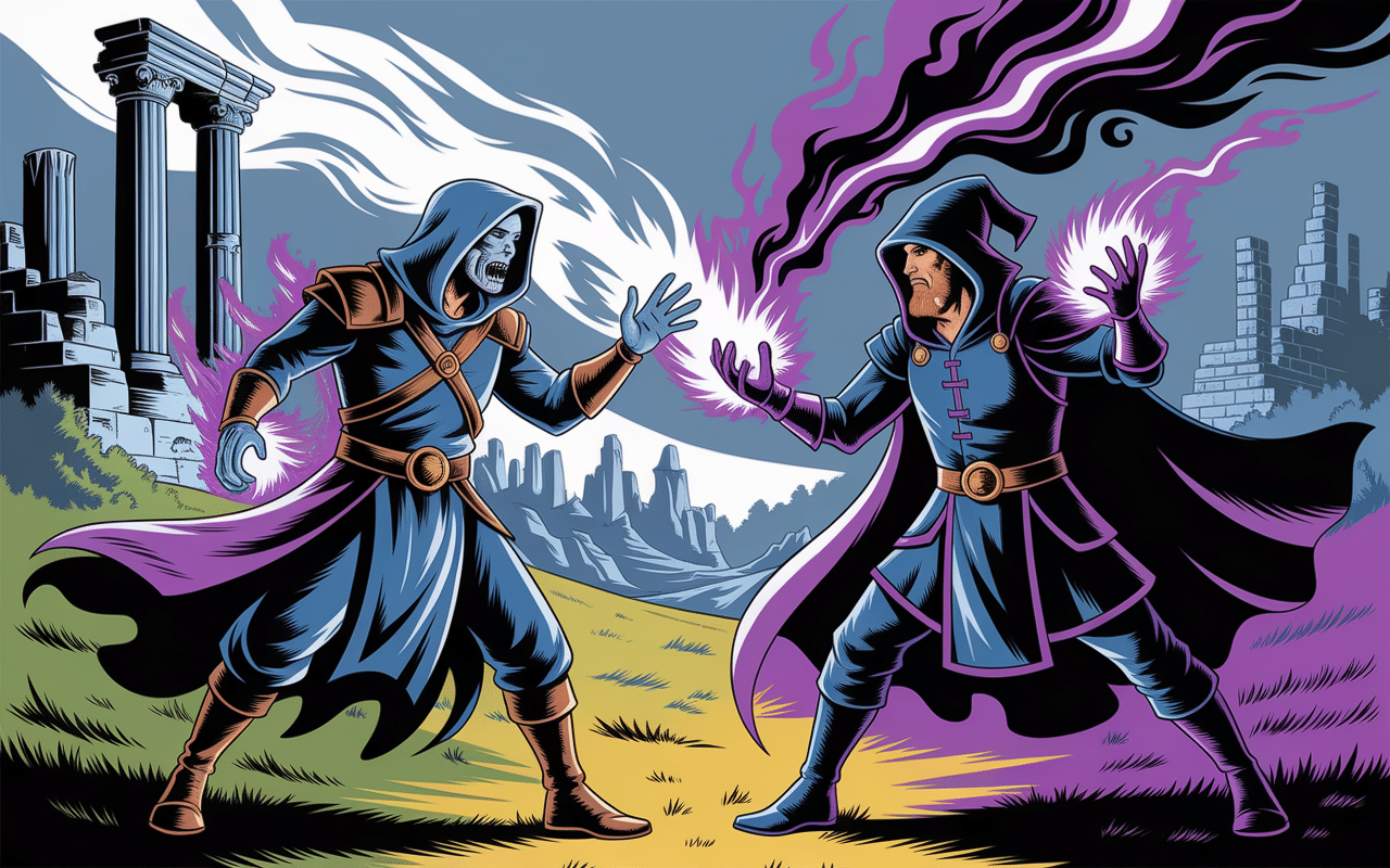 Duel épique de necromancien et mage