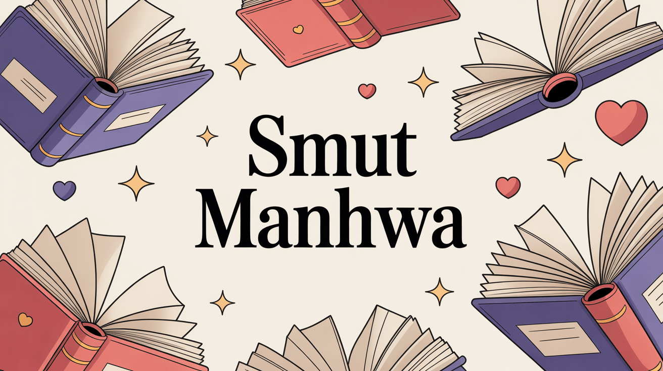 Livres ouverts et cœurs stylisés pour smut manhwa