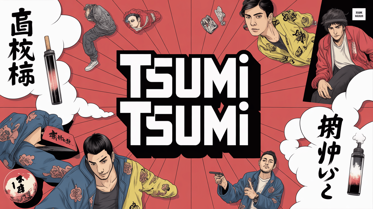 Illustration moderne tsumi tsumi style japonais