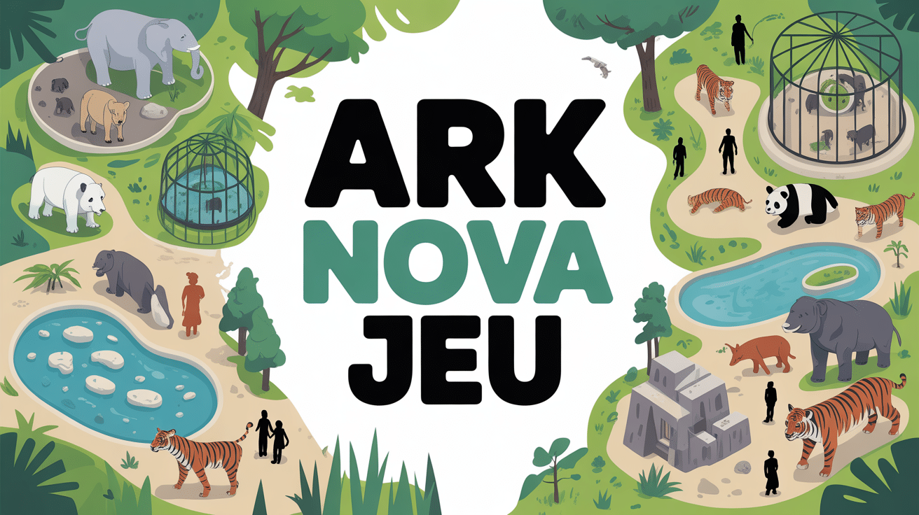 ark nova jeu vue aerienne zoo moderne animaux visiteurs