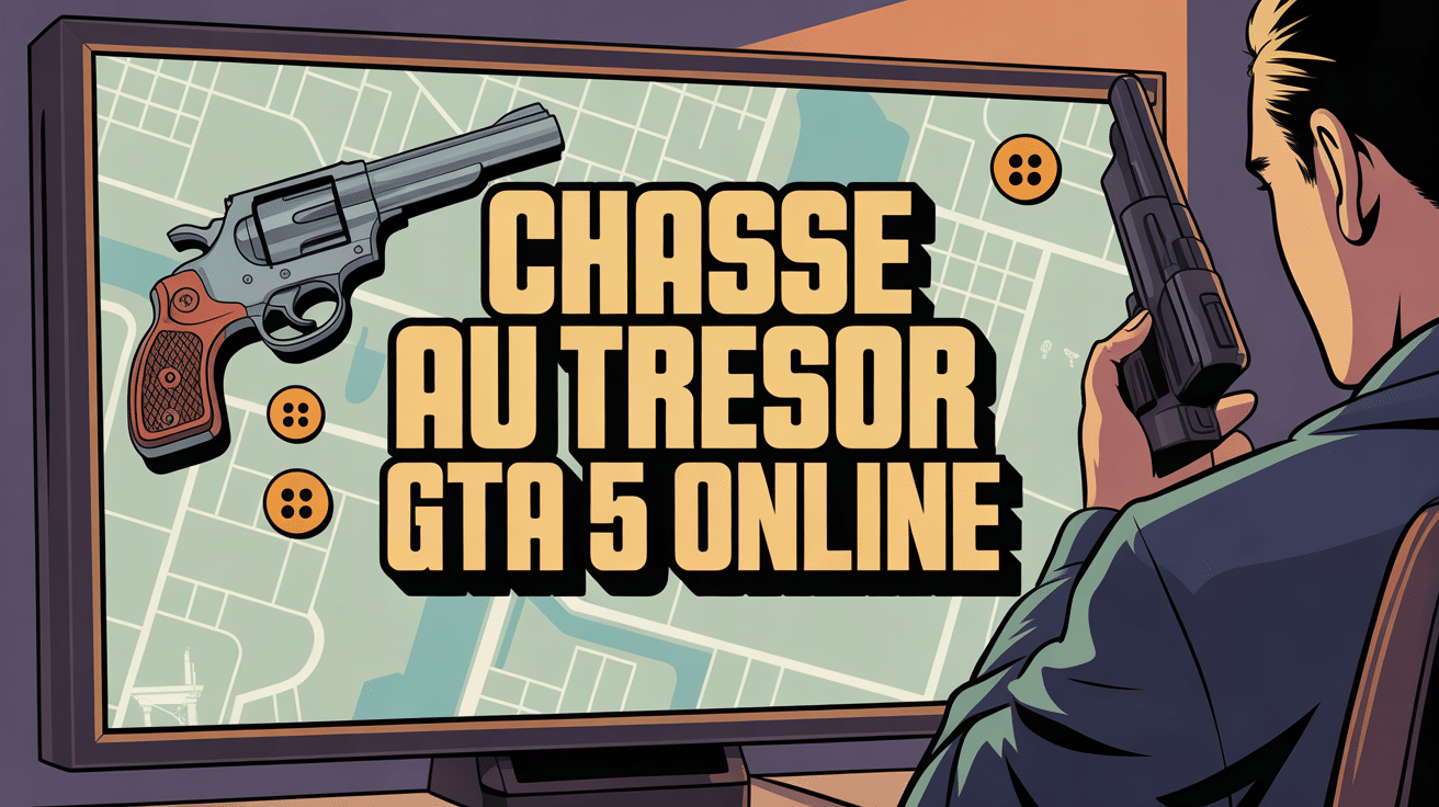 Chasse au tresor GTA 5 Online illustration carte revolver