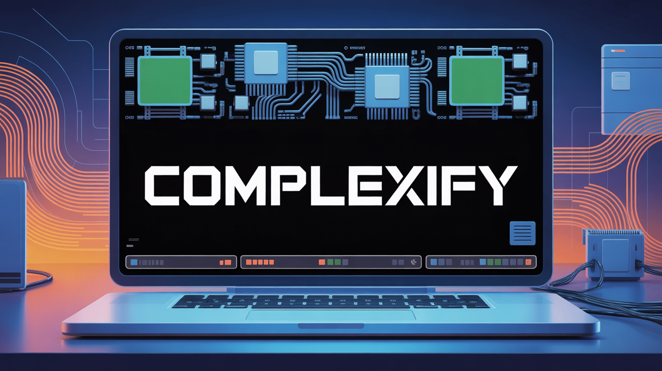 Illustration complexify écran circuits engrenages