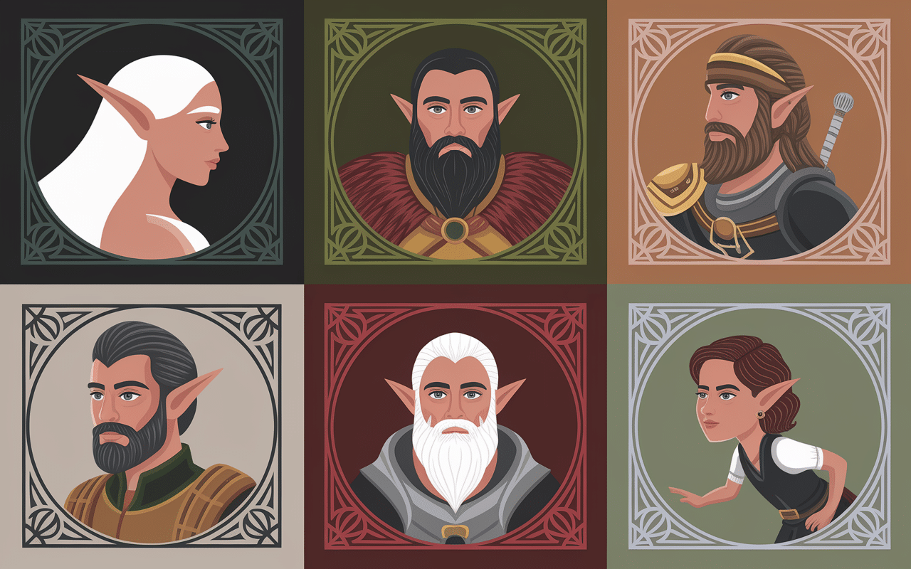 race donjon et dragon portraits elfe nain humain halfelin