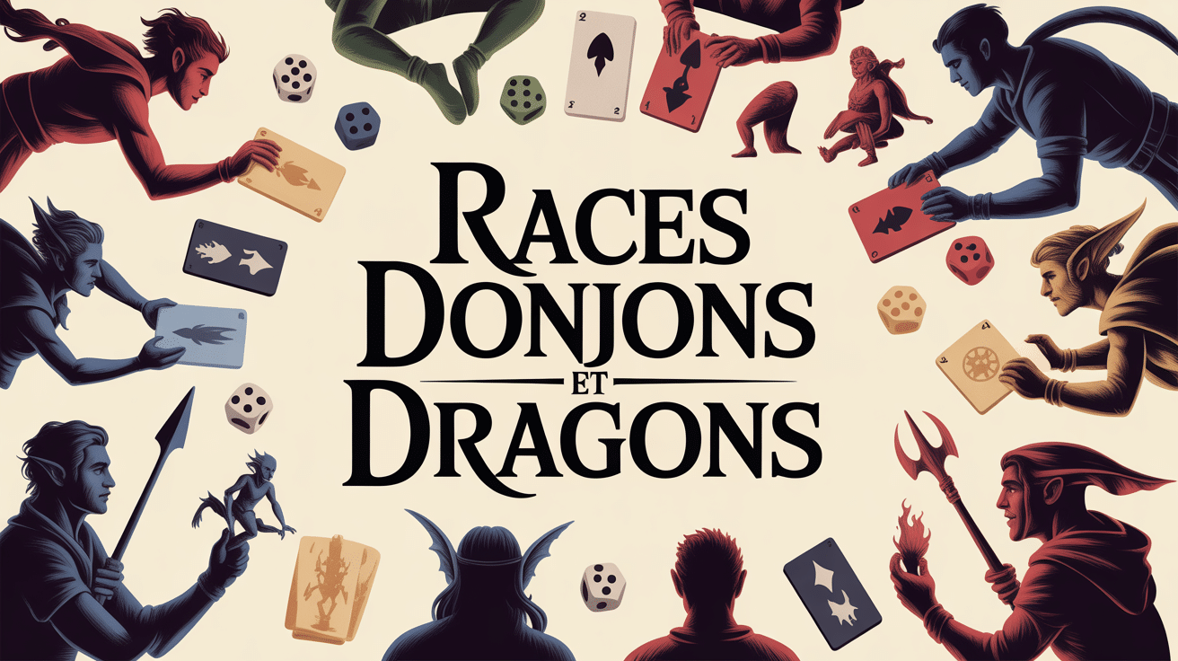 race donjon et dragon silhouette elfe nain humain halfelin table jeu