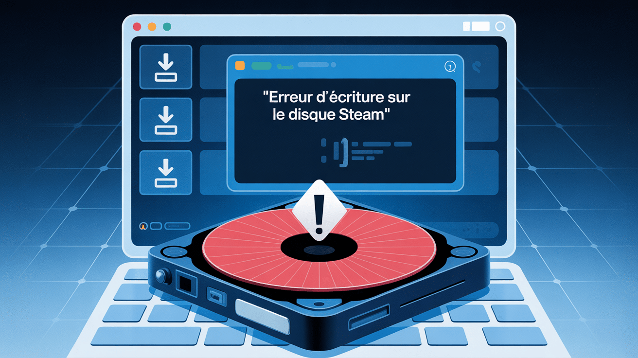 steam erreur d'écriture sur le disque écran message, disque dur ouvert