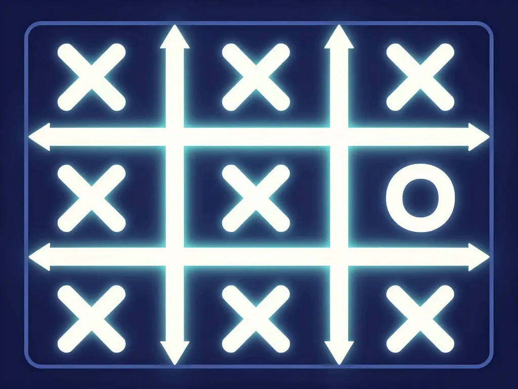 grille jeu de morpion google, schéma de stratégies et variantes