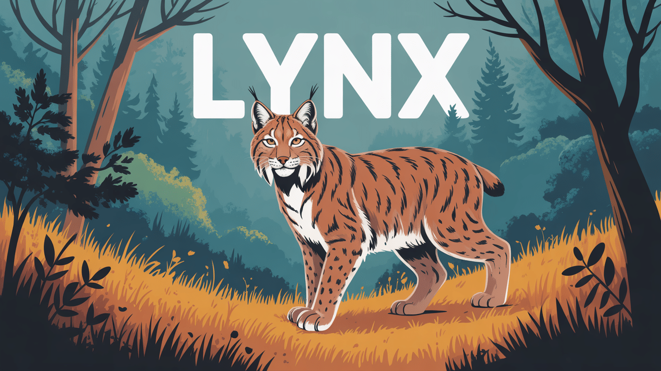 illustration du lynx dans forêt brumeuse