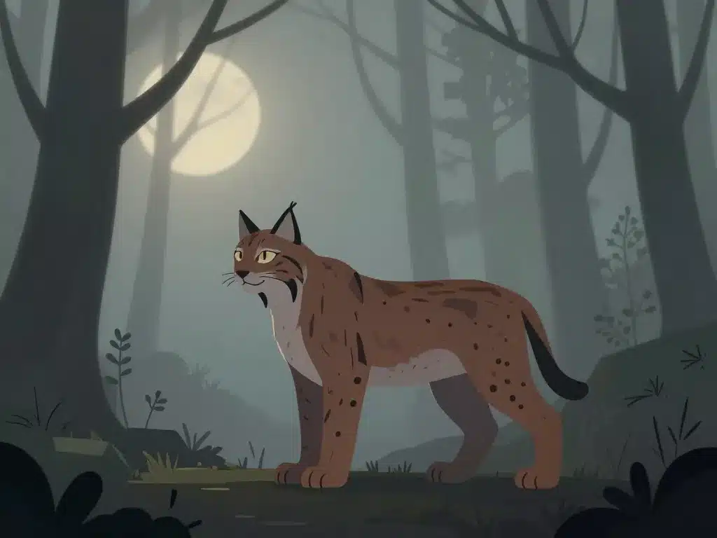 scène lynx chasse forêt naturelle