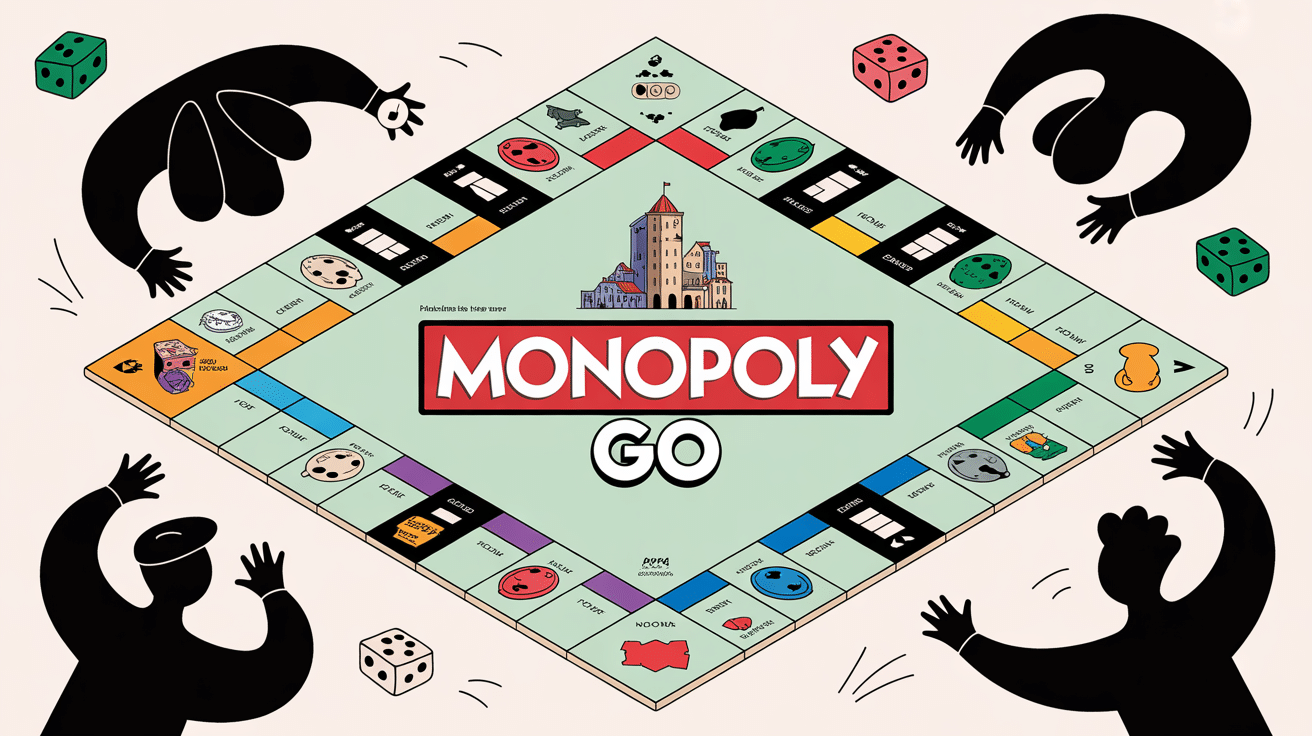 Illustration Monopoly and Go plateau, dés et progression
