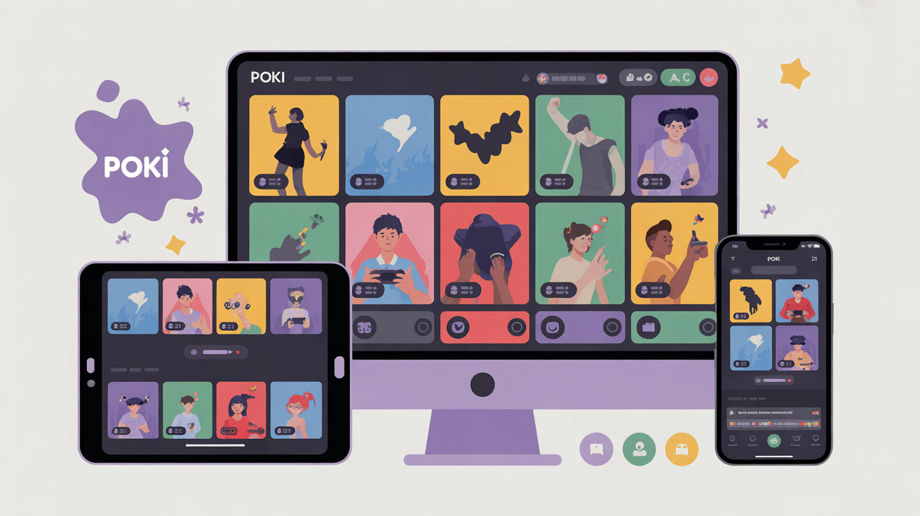 Illustration Poki plateforme jeux gratuits