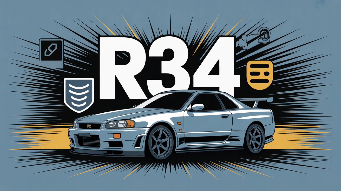Illustration r34 sécurité et voiture sportive