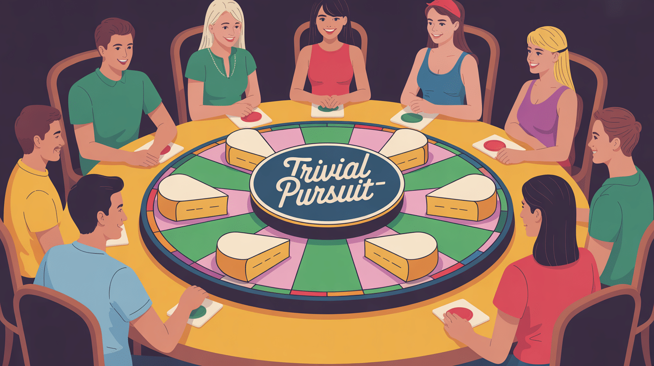 Illustration du plateau de Trivial Pursuit entre amis