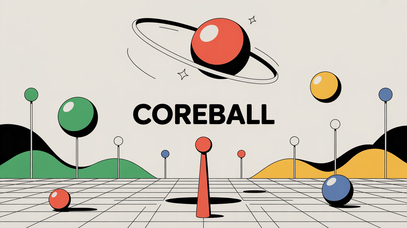 coreball jeu en ligne noyau boules aiguilles illustration