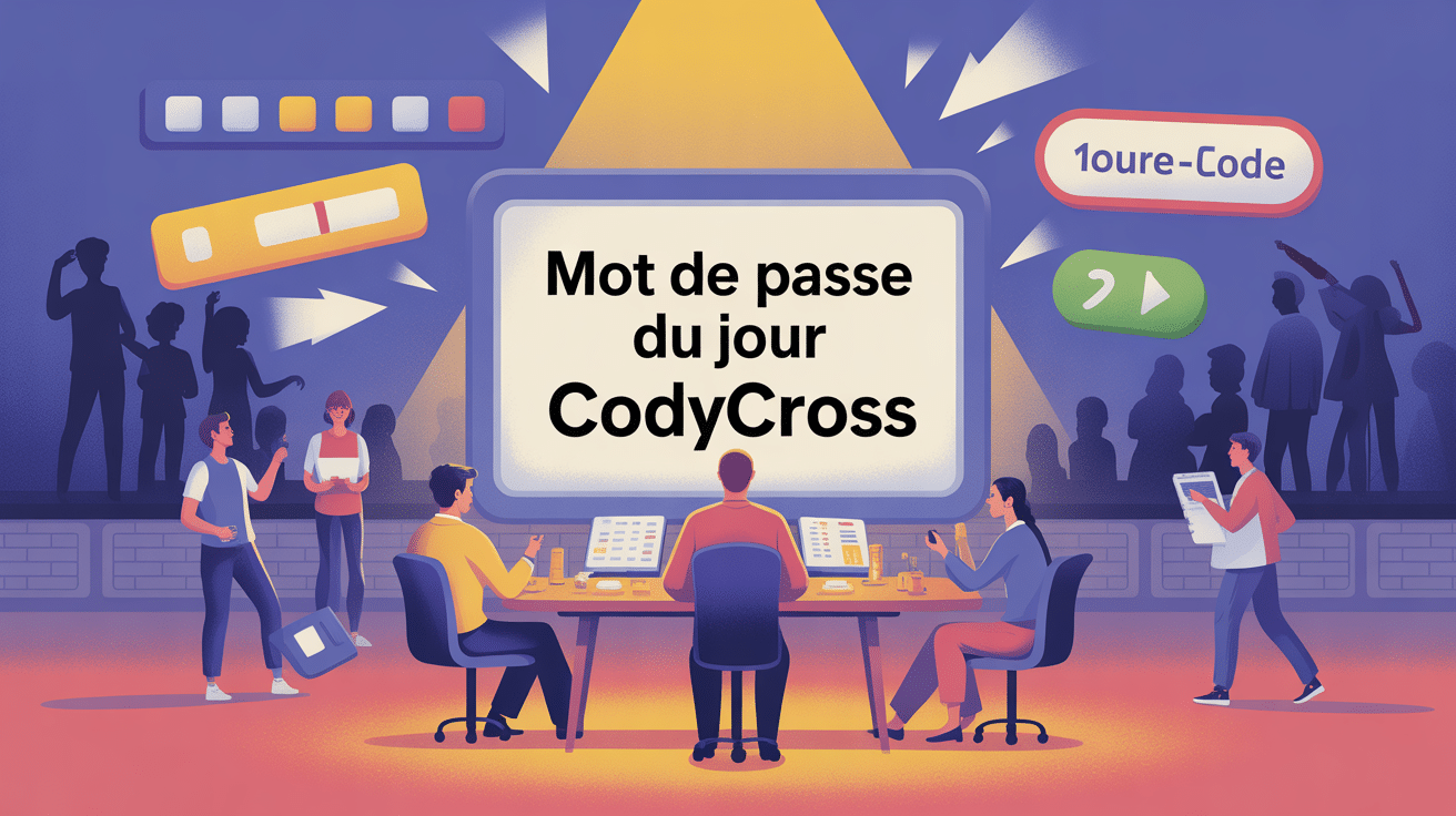 Mot de passe du jour CodyCross illustration joueurs recherchant la solution