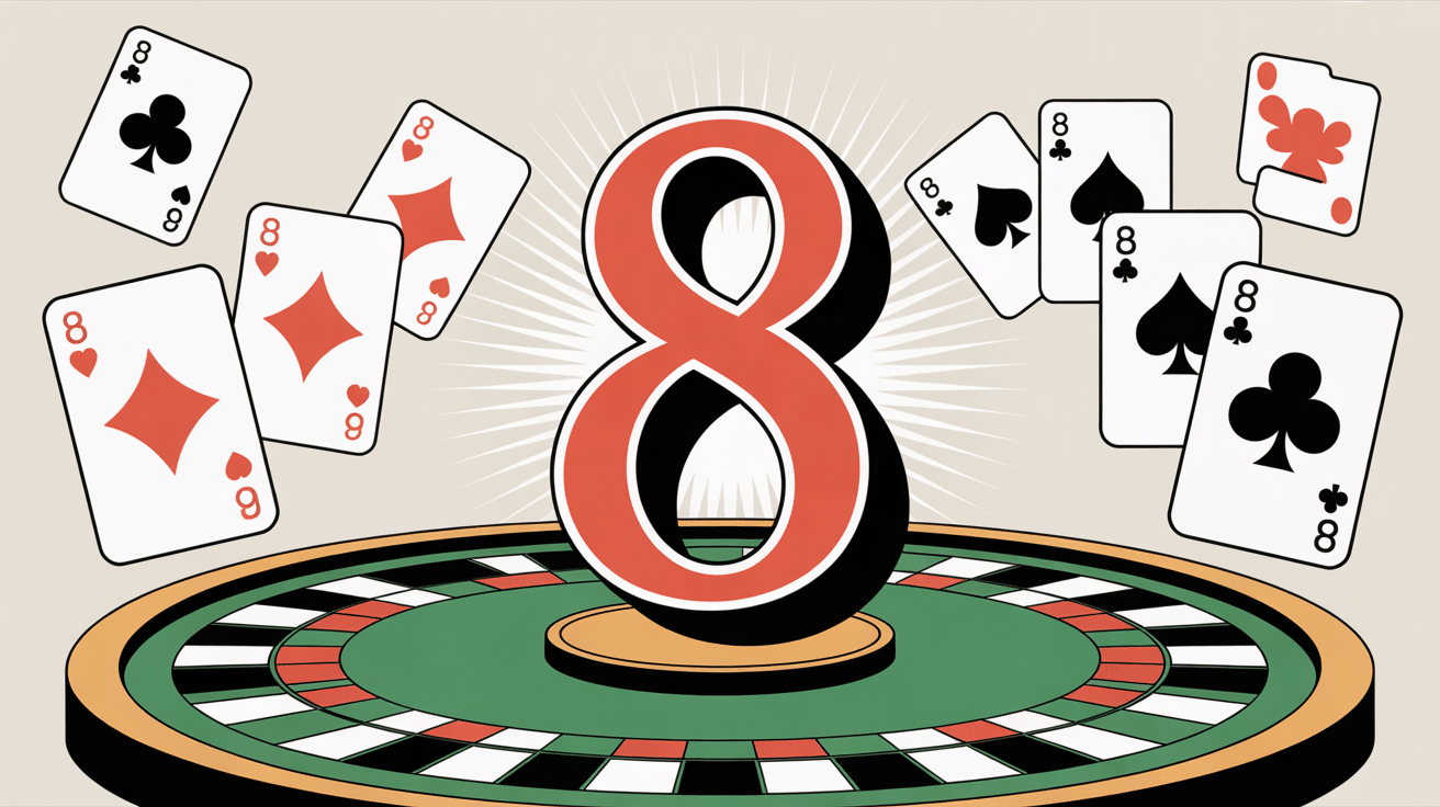 Illustration règle du 8 américain, 8 central et cartes de jeu