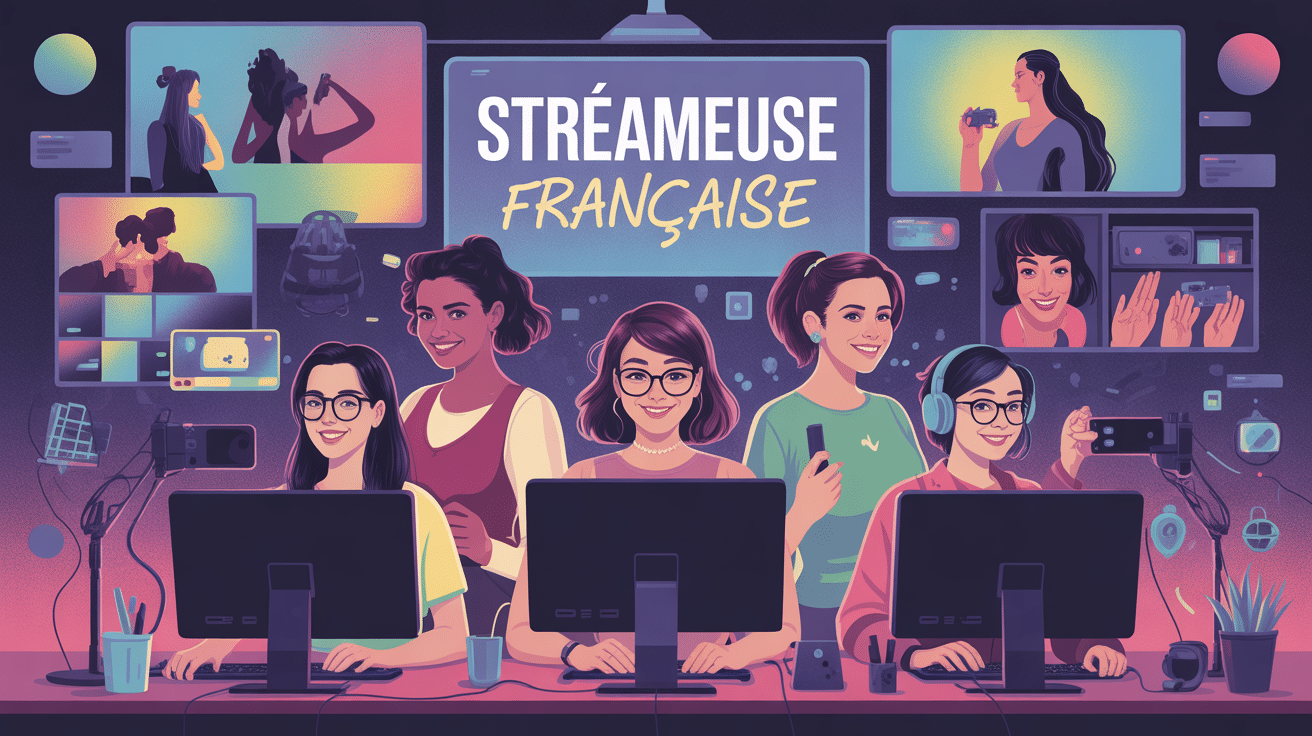 illustration streameuse francaise dynamique setup gaming