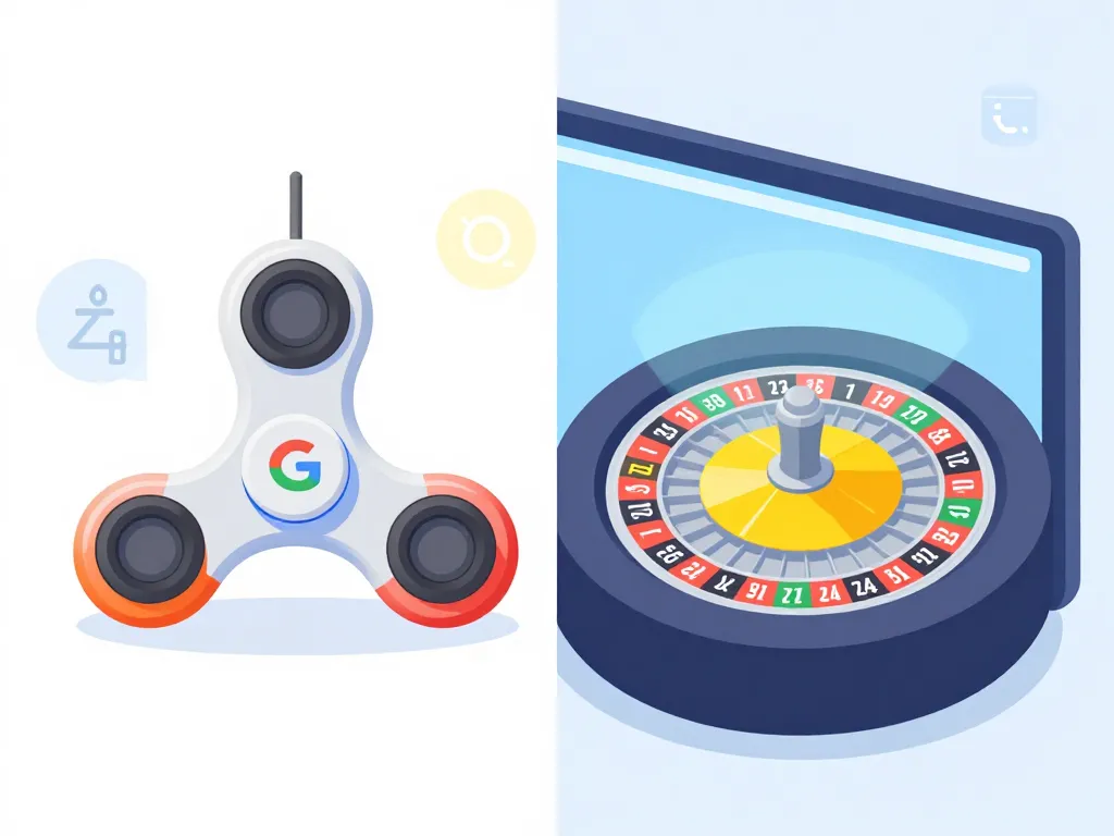 Toupie Google jouet et roue digitale explication visuelle