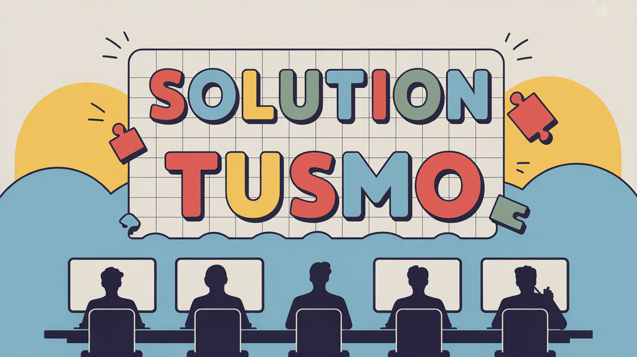 Illustration colorée tusmo solution grille lettres jeu