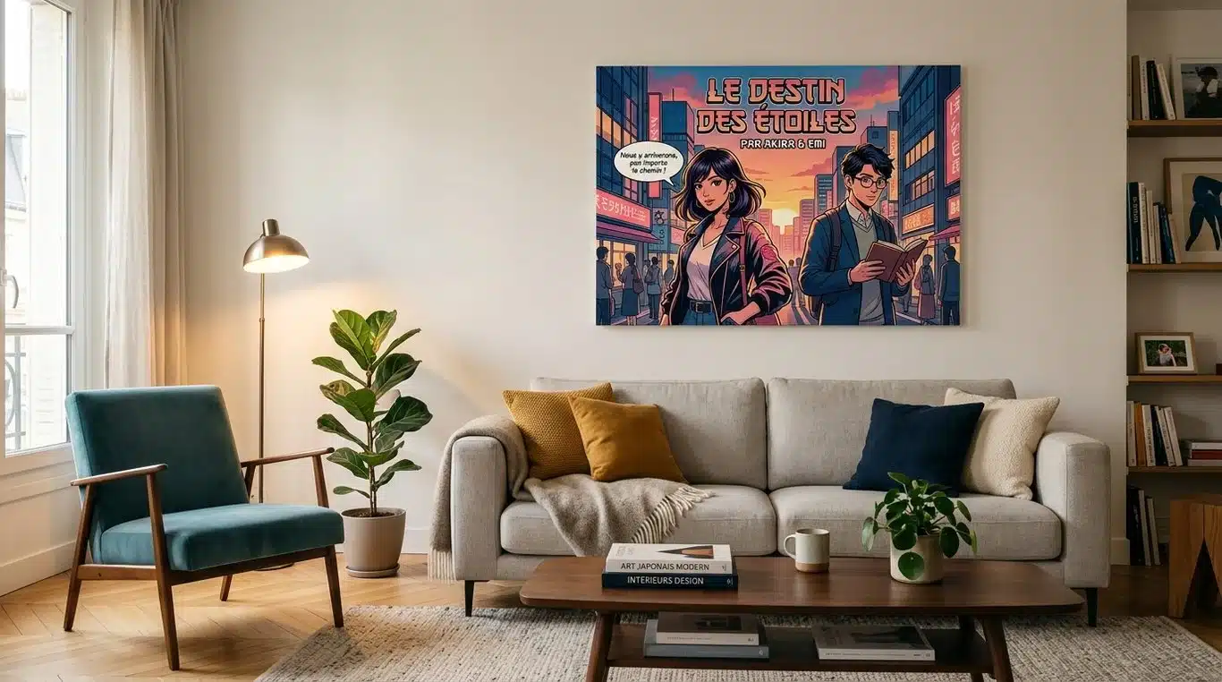 Exemple de décoration intérieure moderne avec un tableau manga de haute qualité