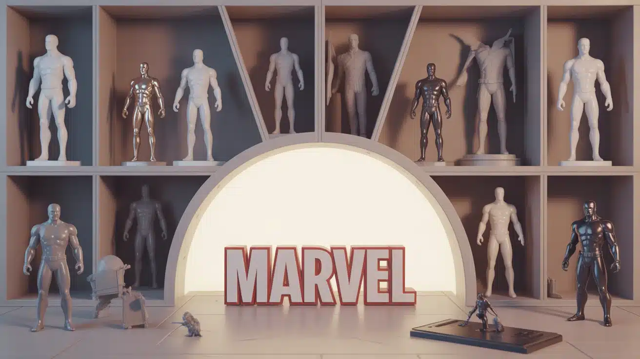 Figurines Marvel en vitrine collectionneur