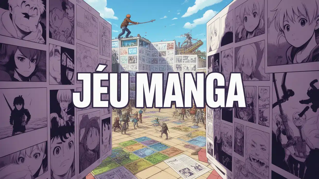 Jeu manga, univers shōnen en 4 formats, illustration vectorielle