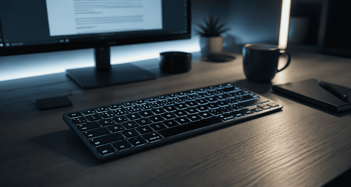clavier rétro éclairé sans fil azerty sur bureau