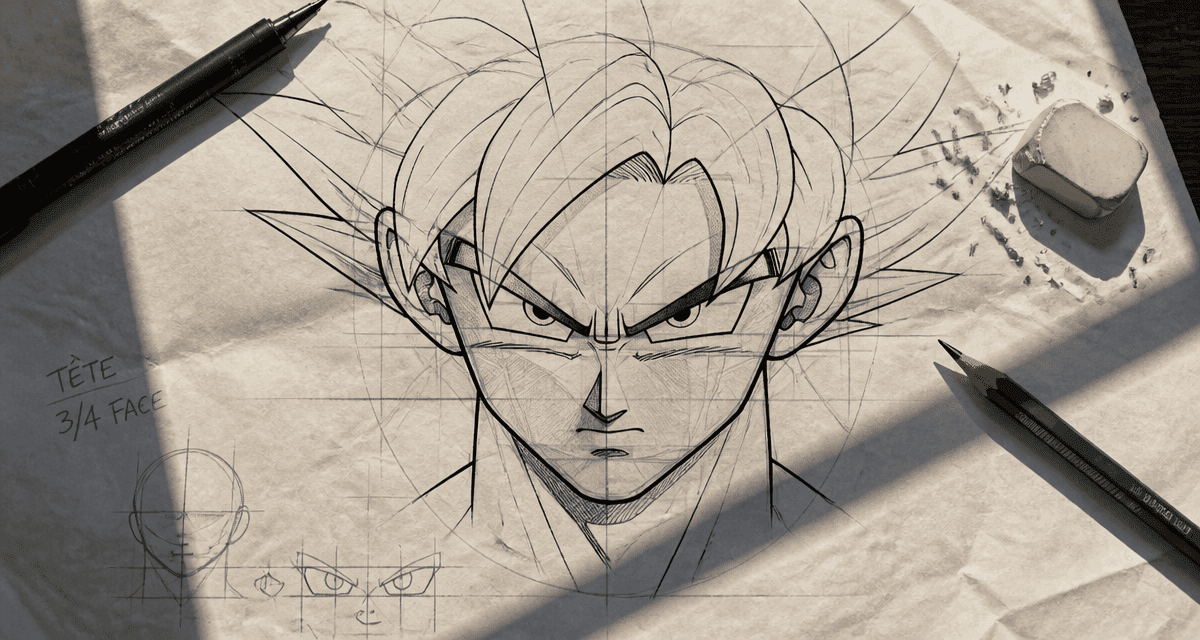 dessin dragon ball z facile visage goku croquis