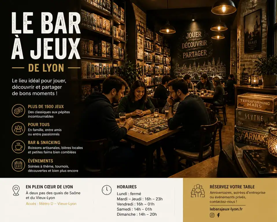 Ambiance immersive du bar à jeux Les Arpenteurs à Lyon