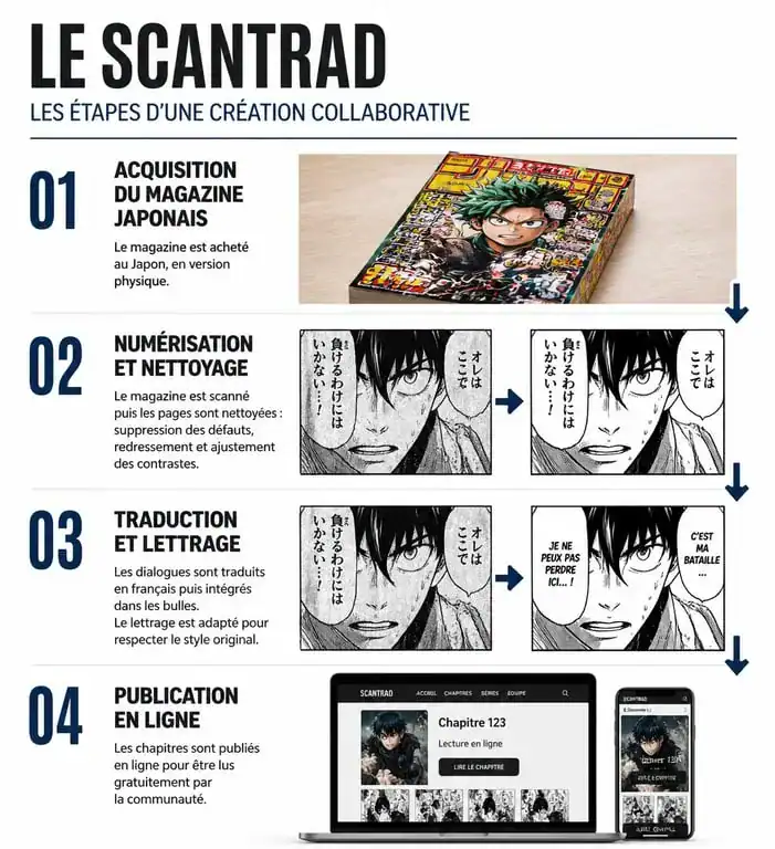 Processus de création d'un scanmanga fr : des étapes de la scantrad à la lecture en ligne