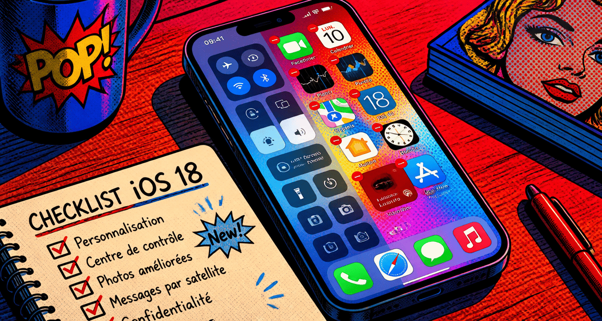 ios 18 avis iPhone interface pop art