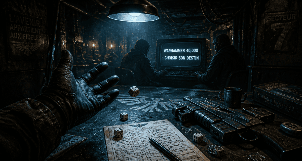jdr warhammer 40k table de jeu dés ambiance sombre