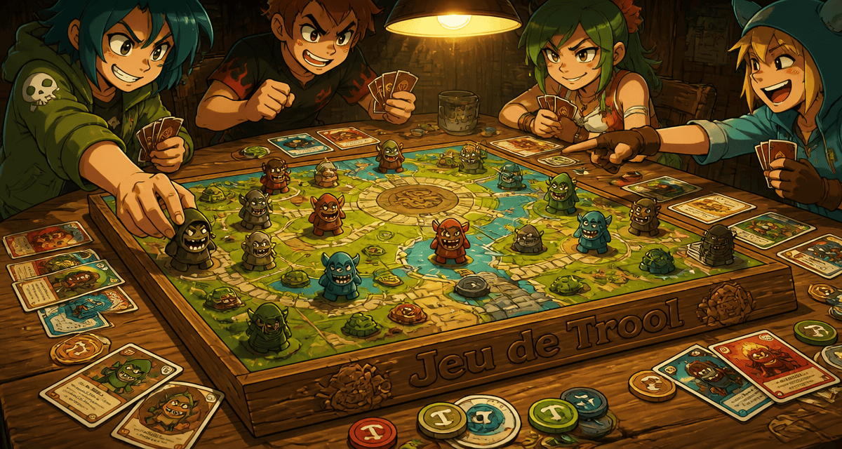 Partie de jeu de Trool sur plateau animé