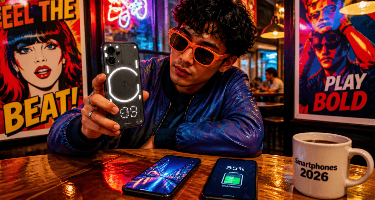 meilleur smartphone milieu de gamme 2026 design pop café