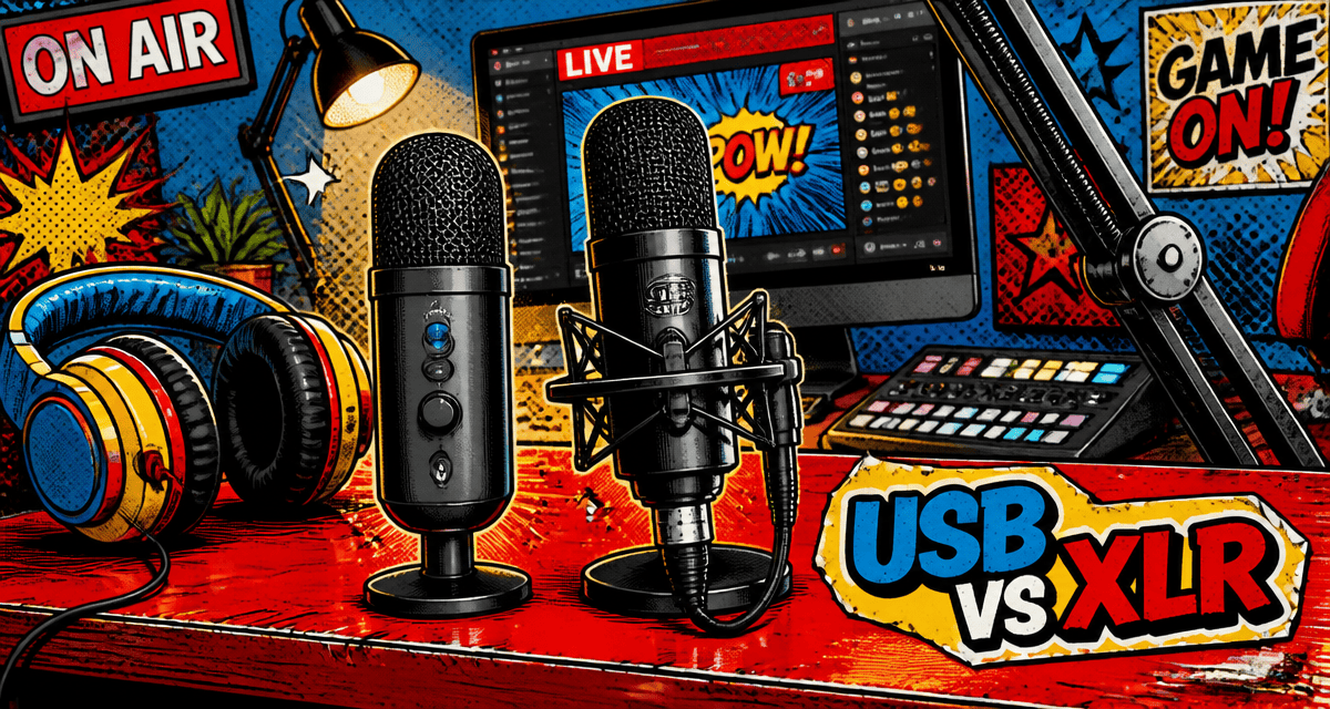 micro streaming USB et XLR sur bureau rétro