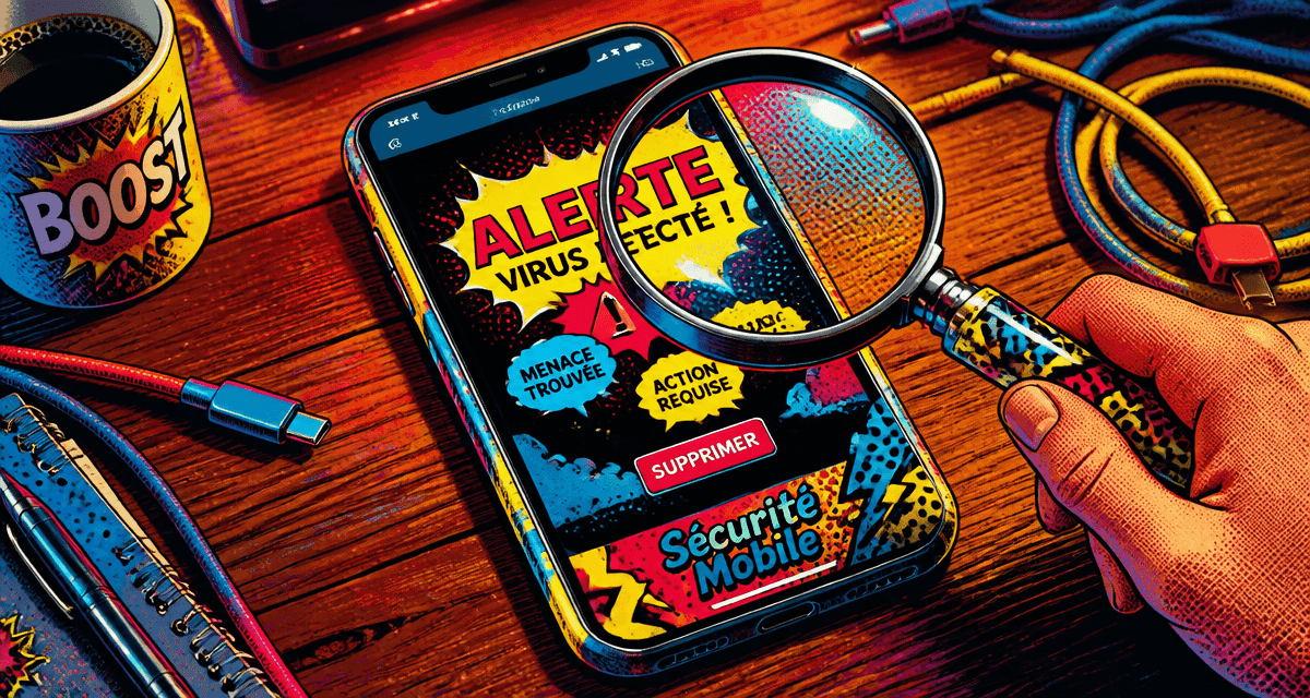antivirus smartphone alerte sur bureau moderne