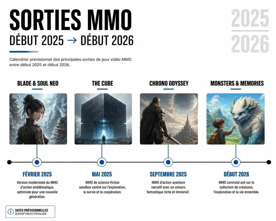 Calendrier des sorties des nouveaux MMO 2025-2026