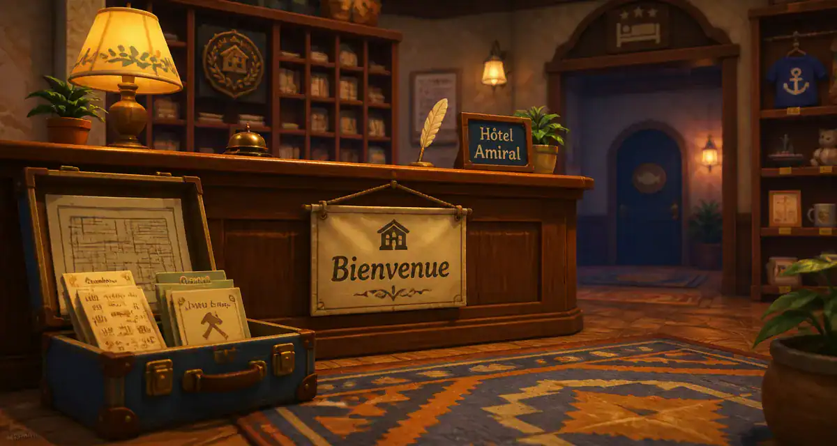 Mise a jour animal crossing new horizons : Hôtel Amiral en intérieur