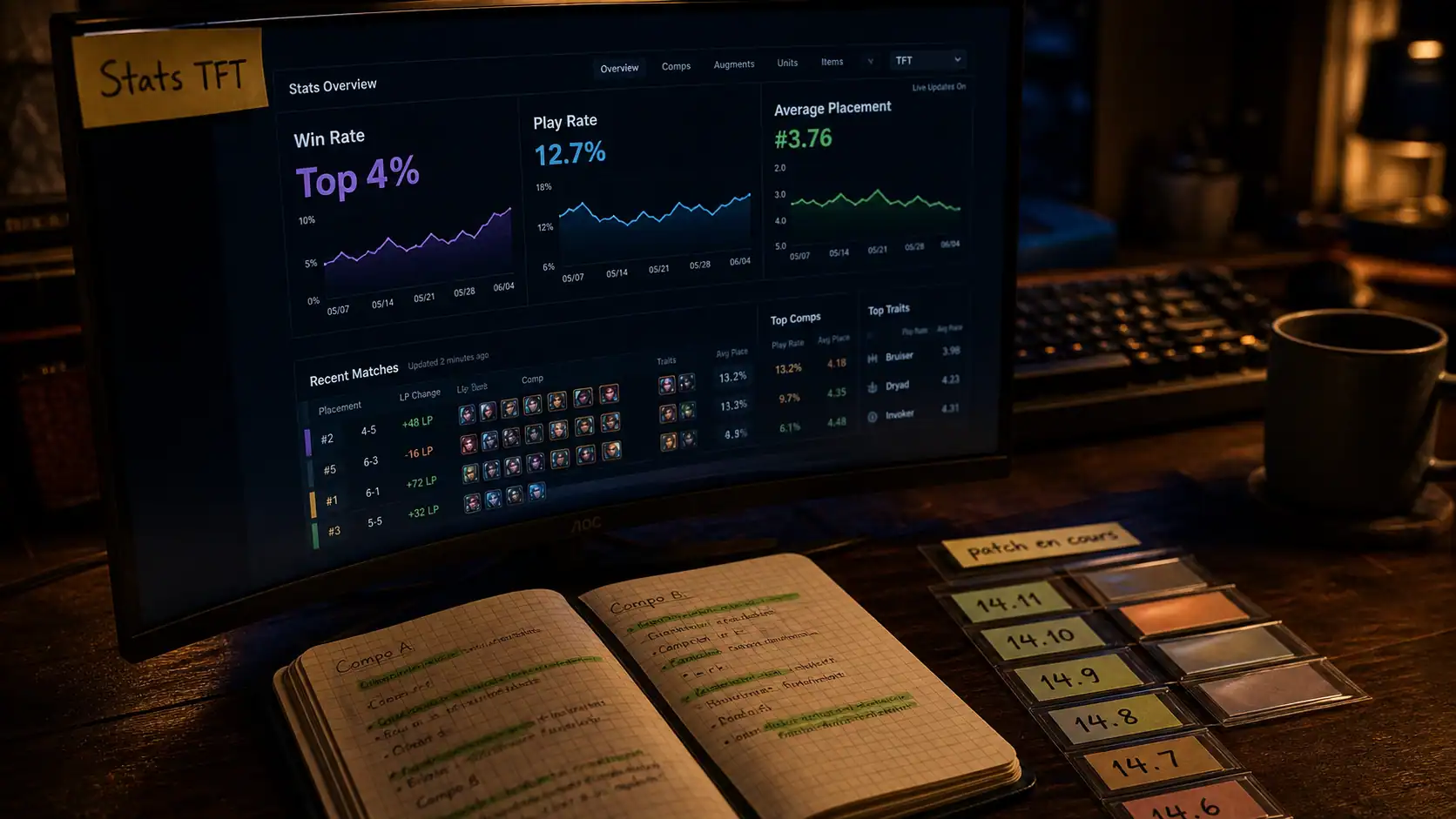 Statistiques TFT : win rate, top 4 et play rate