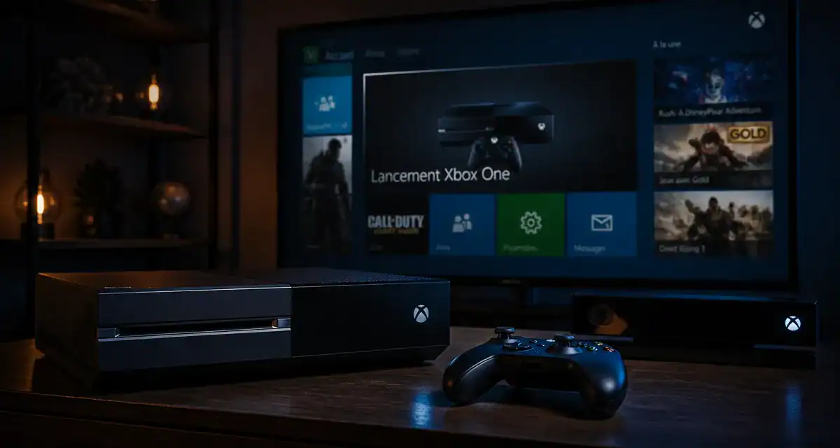 xbox one date de sortie sur meuble avec manette et kinect