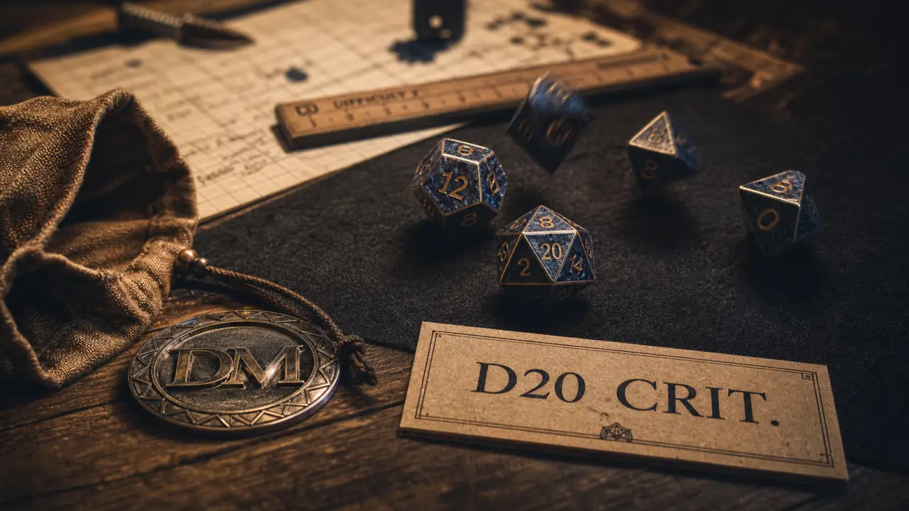 Dé JDR : set de dés d20 et d100 sur table
