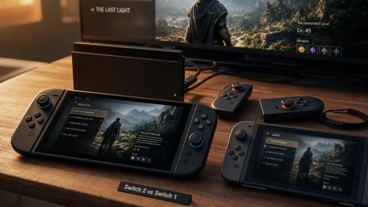 Difference switch 1 et 2 : 1080p portable vs 4K docké