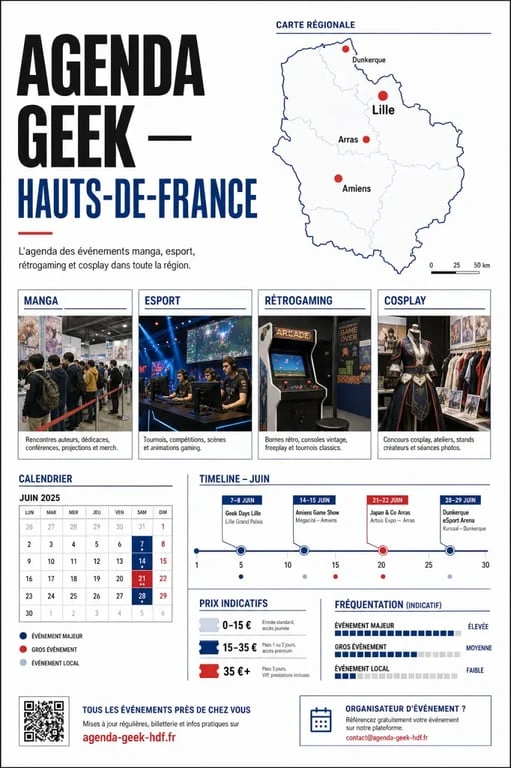 Agenda gamers nord geek en Hauts-de-France avec conventions manga, tournois esport et rétrogaming