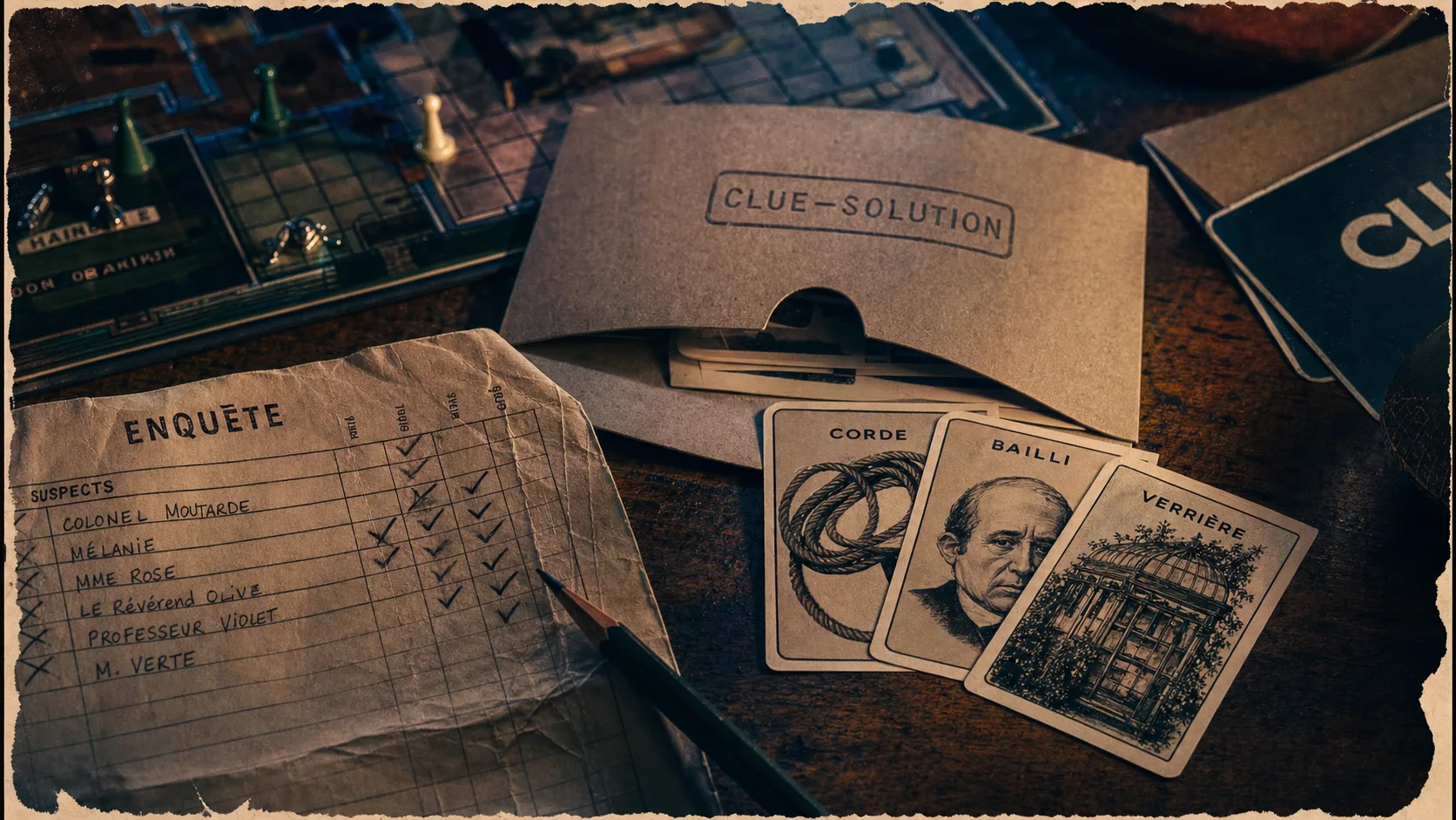 Regle cluedo : enquete, meurtrier arme piece