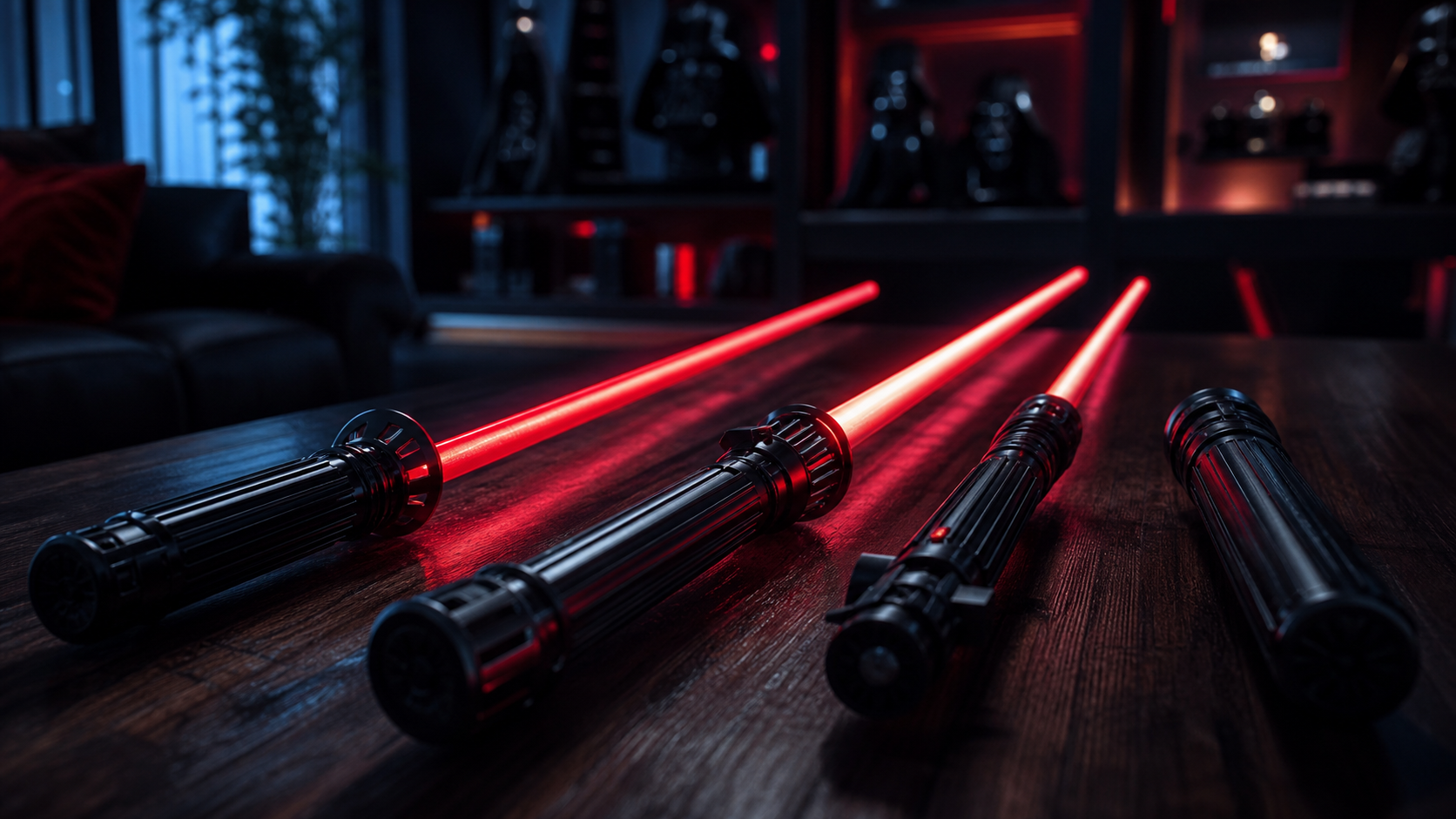 Sabre laser dark vador : réplique en rouge, jouet et modèle de duel sur table