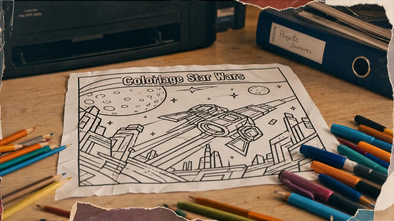Coloriage star wars à imprimer : feuille A4 et crayons